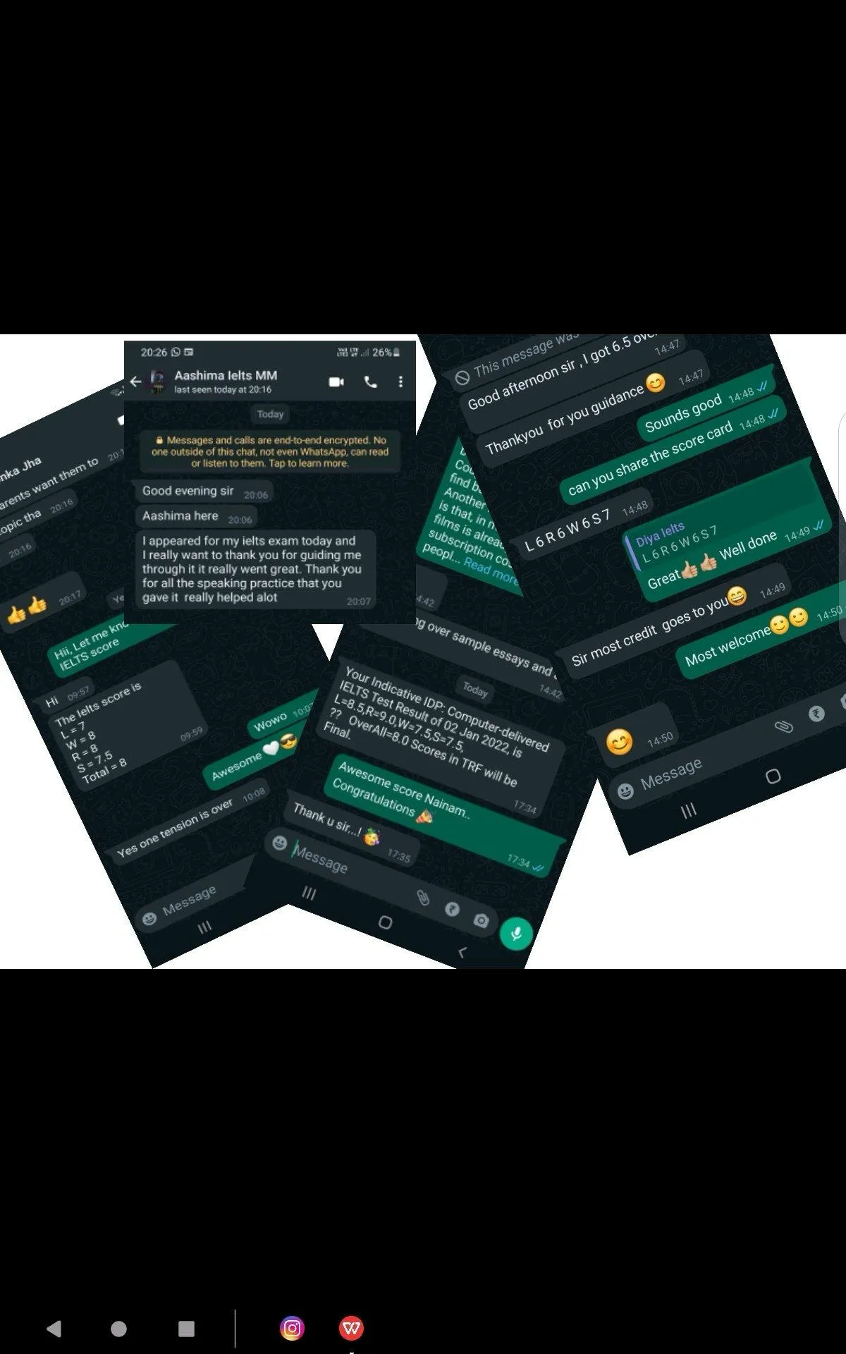 Real Student Testimonials & High Score Wall on WhatsApp